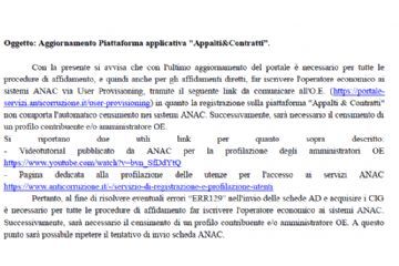 Avviso obbligo iscrizione operatori economici ai sistemi ANAC
